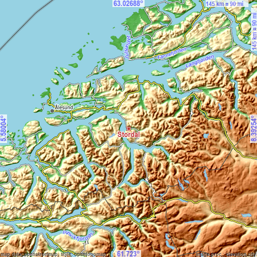 Topographic map of Stordal