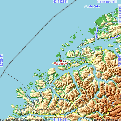 Topographic map of Valderøy