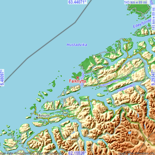 Topographic map of Falkhytta