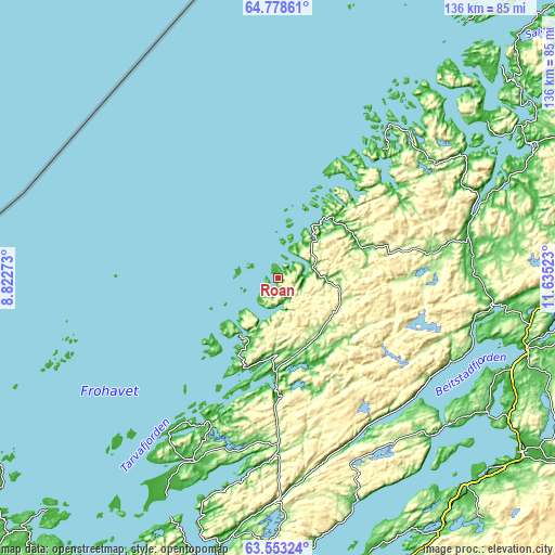 Topographic map of Roan