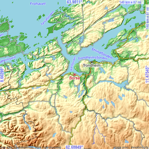 Topographic map of Børsa