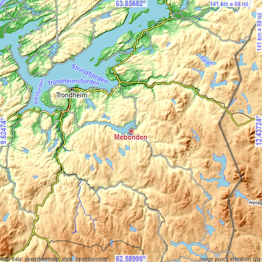 Topographic map of Mebonden