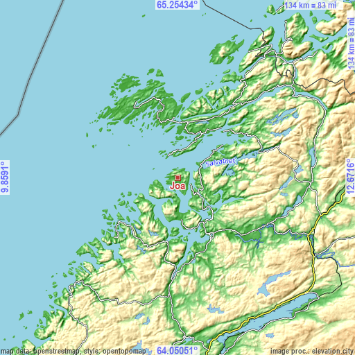 Topographic map of Jøa