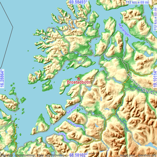 Topographic map of Brøstadbotn