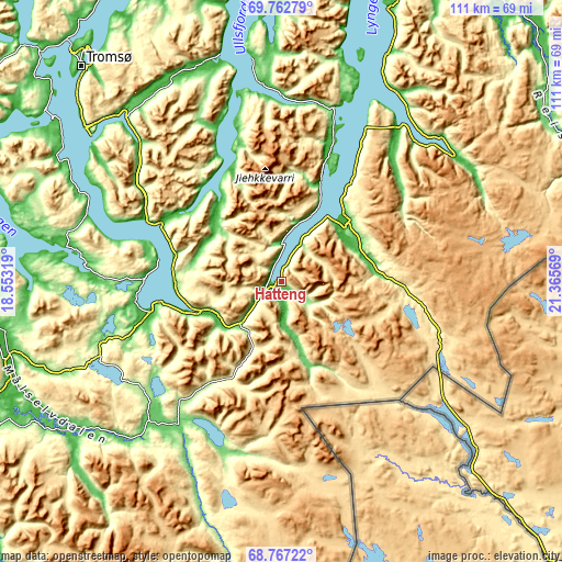 Topographic map of Hatteng