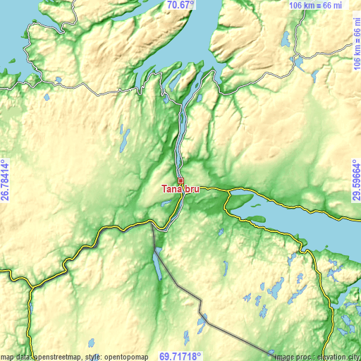 Topographic map of Tana bru