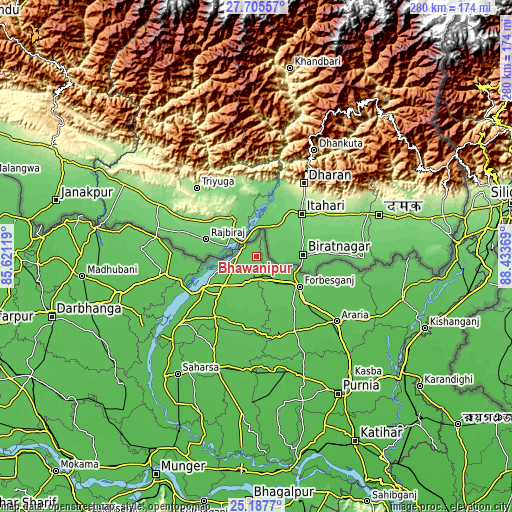 Topographic map of Bhawanipur