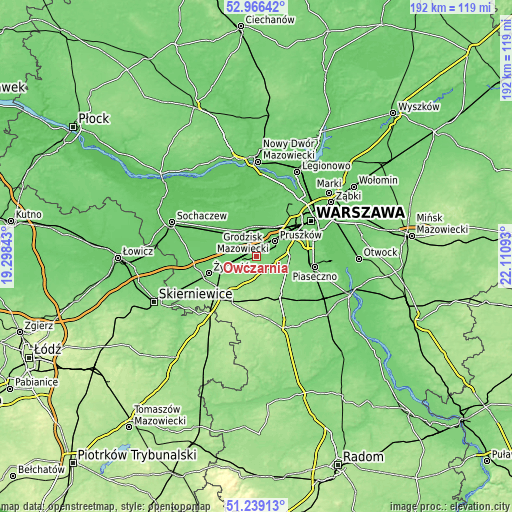 Topographic map of Owczarnia