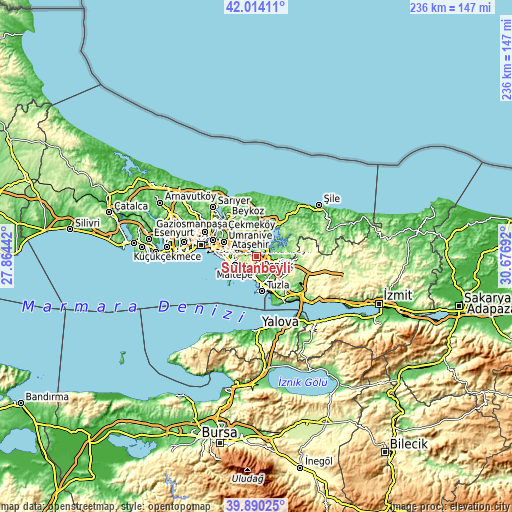 Topographic map of Sultanbeyli