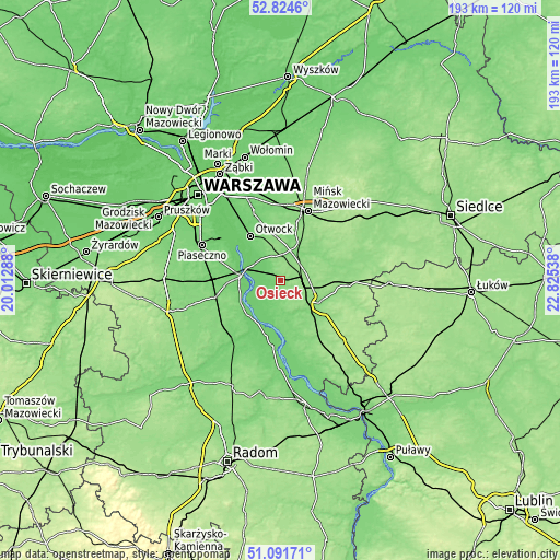 Topographic map of Osieck