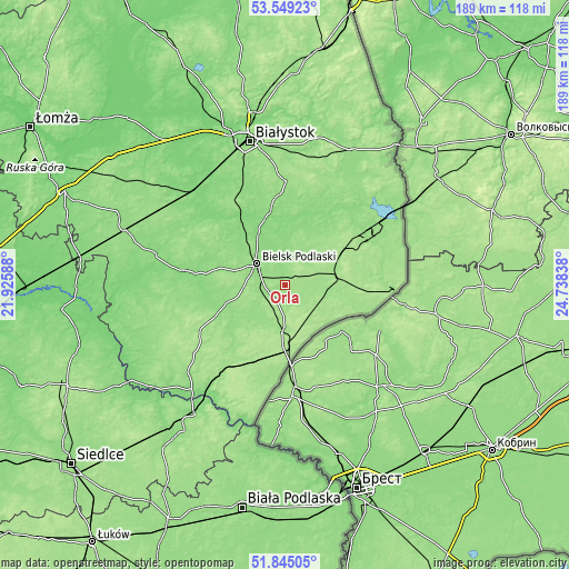 Topographic map of Orla