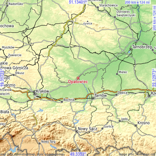 Topographic map of Opatowiec