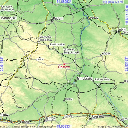Topographic map of Opatów