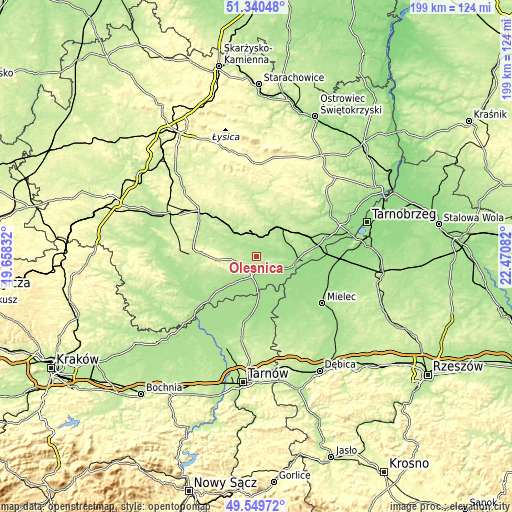 Topographic map of Oleśnica