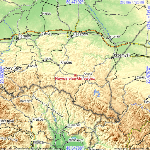 Topographic map of Nowosielce-Gniewosz