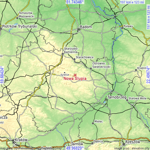 Topographic map of Nowa Słupia