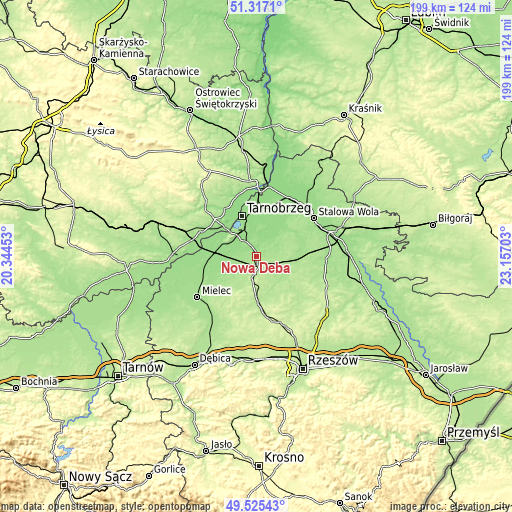Topographic map of Nowa Dęba