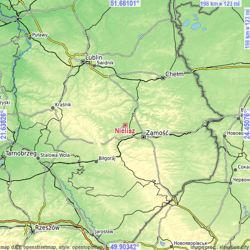 Topographic map of Nielisz