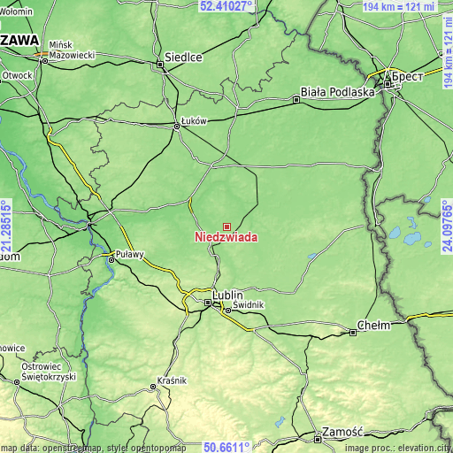 Topographic map of Niedźwiada