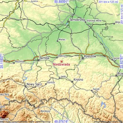 Topographic map of Niedźwiada