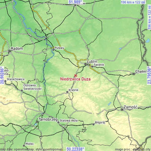 Topographic map of Niedrzwica Duża