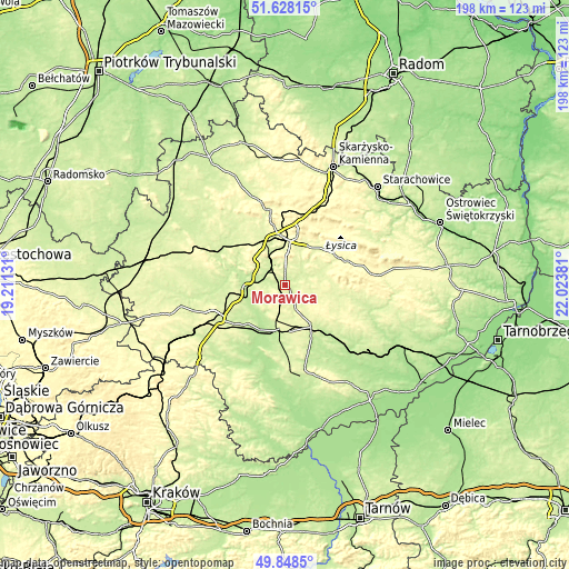 Topographic map of Morawica