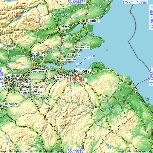 Topographic map of Danderhall