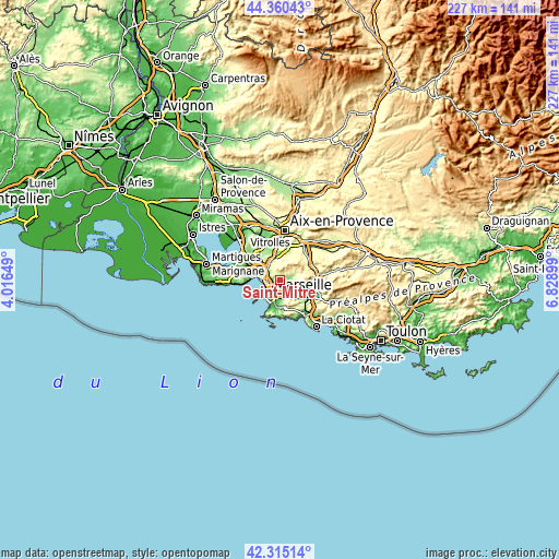 Topographic map of Saint-Mitre