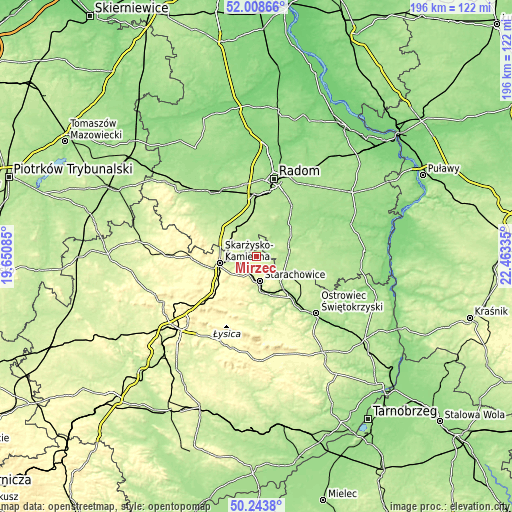 Topographic map of Mirzec