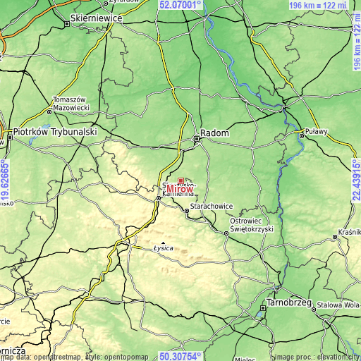 Topographic map of Mirów