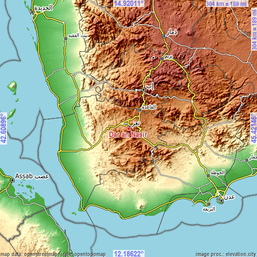 Topographic map of Dār an Nāşir