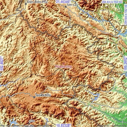 Topographic map of Huameung