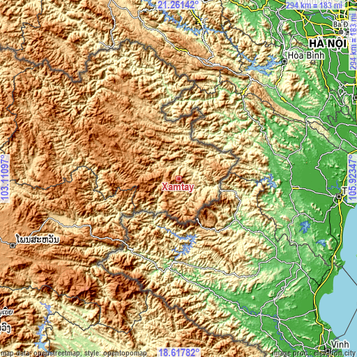 Topographic map of Xamtay