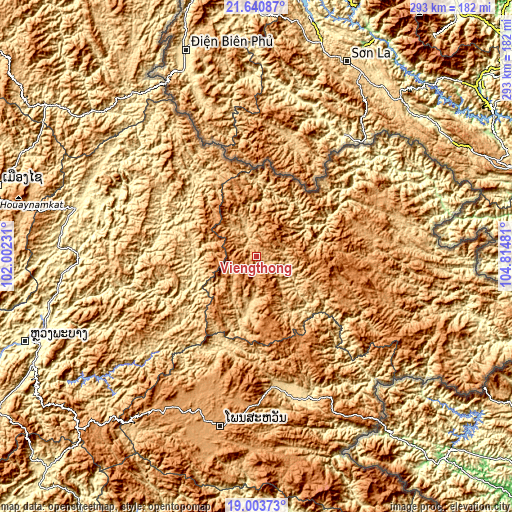 Topographic map of Viengthong