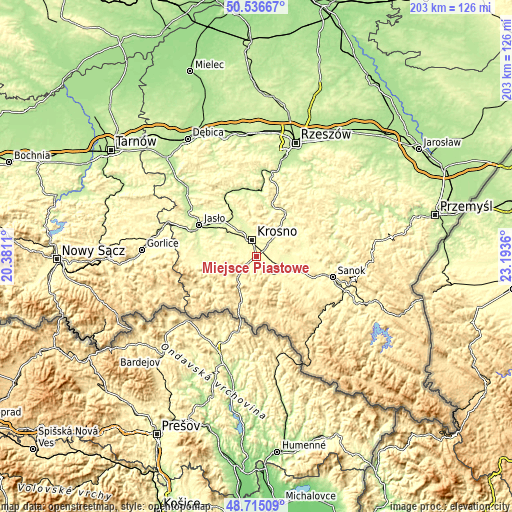 Topographic map of Miejsce Piastowe