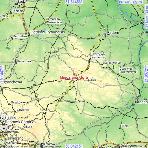 Topographic map of Miedziana Góra