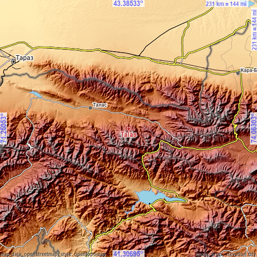 Topographic map of Talas