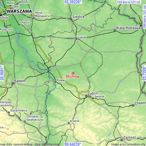 Topographic map of Michów