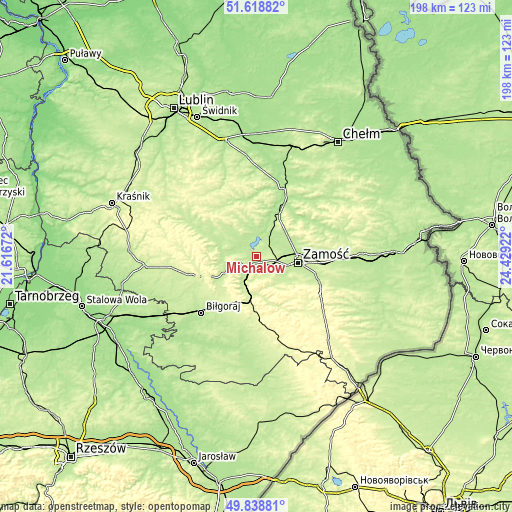 Topographic map of Michałów