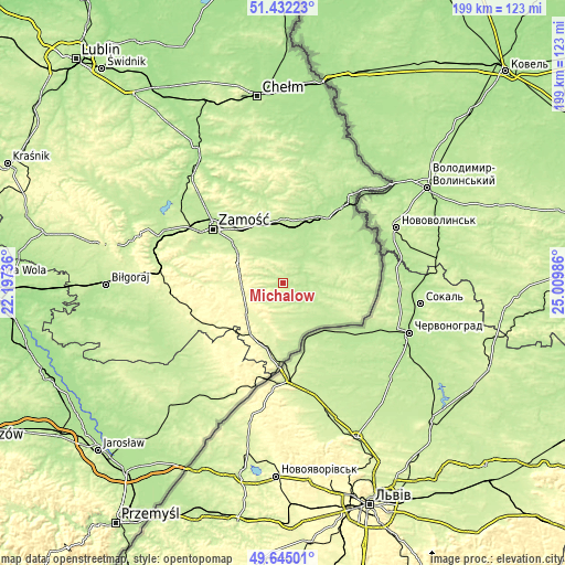 Topographic map of Michałów