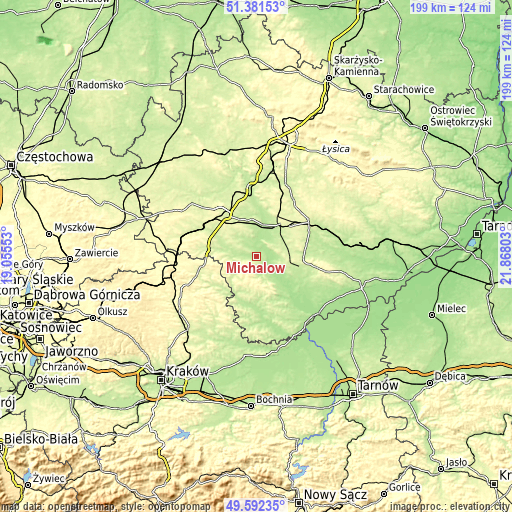 Topographic map of Michałów