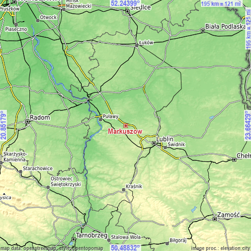 Topographic map of Markuszów