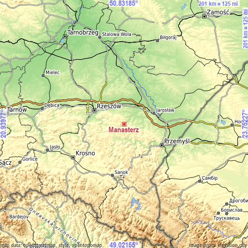 Topographic map of Manasterz