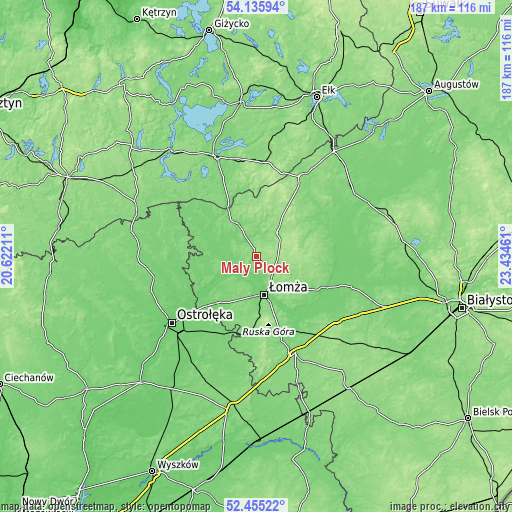 Topographic map of Mały Płock