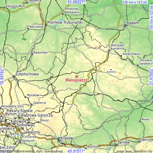 Topographic map of Małogoszcz