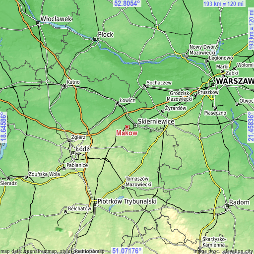 Topographic map of Maków