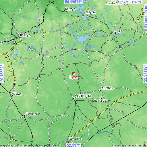 Topographic map of Łyse