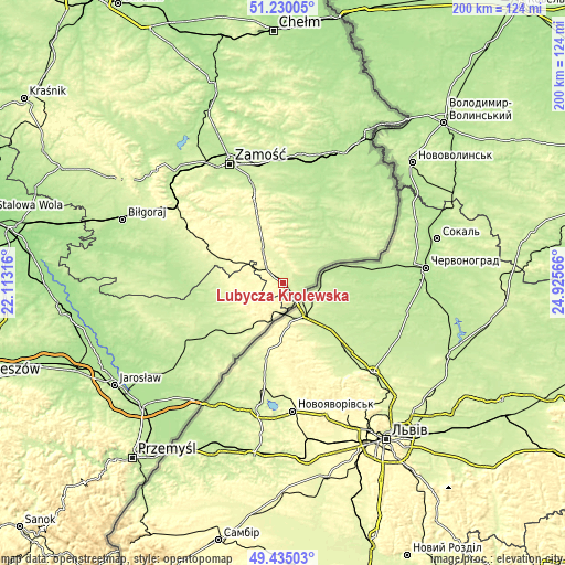 Topographic map of Lubycza Królewska