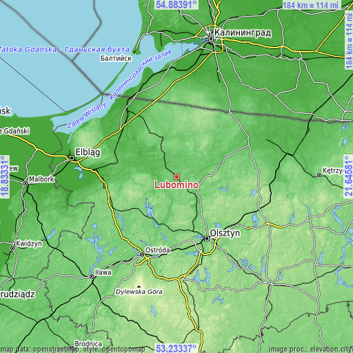 Topographic map of Lubomino