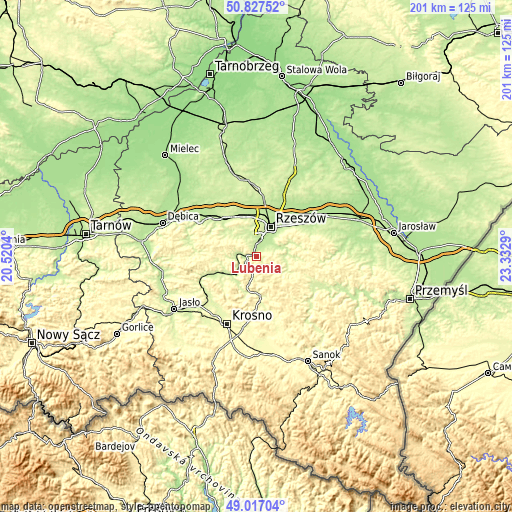 Topographic map of Lubenia